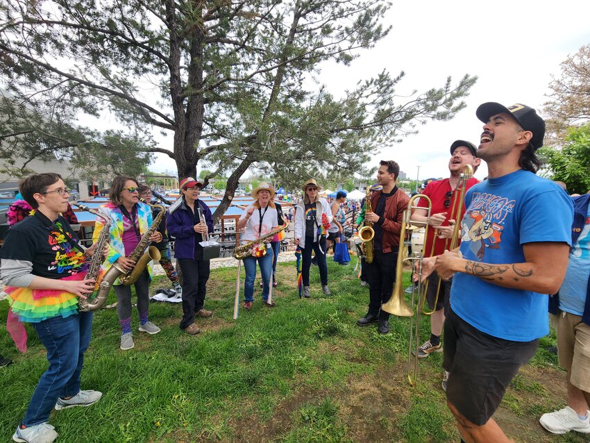 The Guerilla Fanfare Brass Band performed "When the Saints Go Marching In" as the  Edgewater Pride parade transitioned into a party Saturday afternoon.